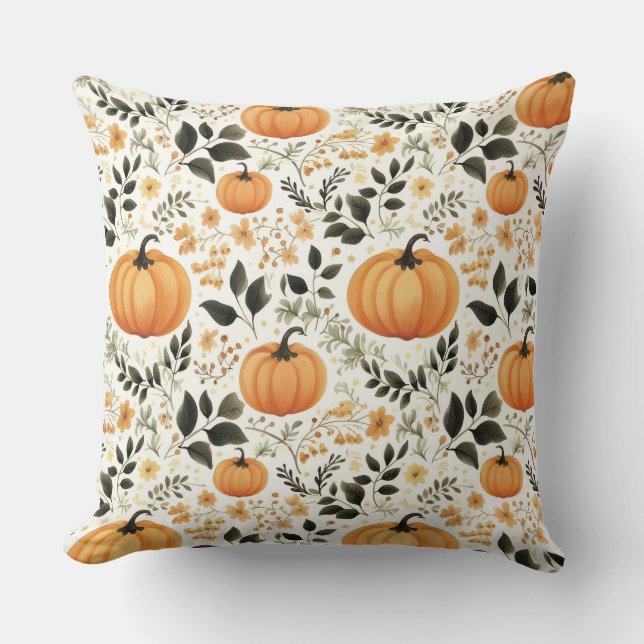 Housse de coussin style aquarelle Citrouille  (Recto)
