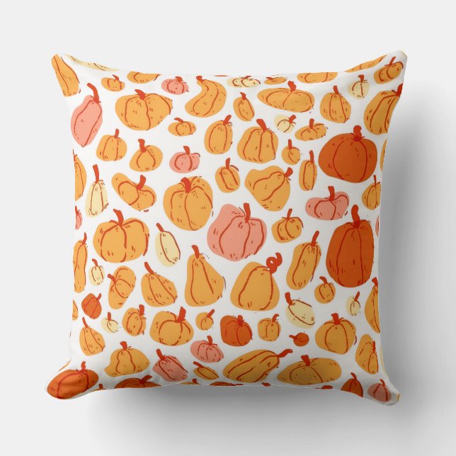 Housse de coussin style aquarelle Citrouille  (Recto)