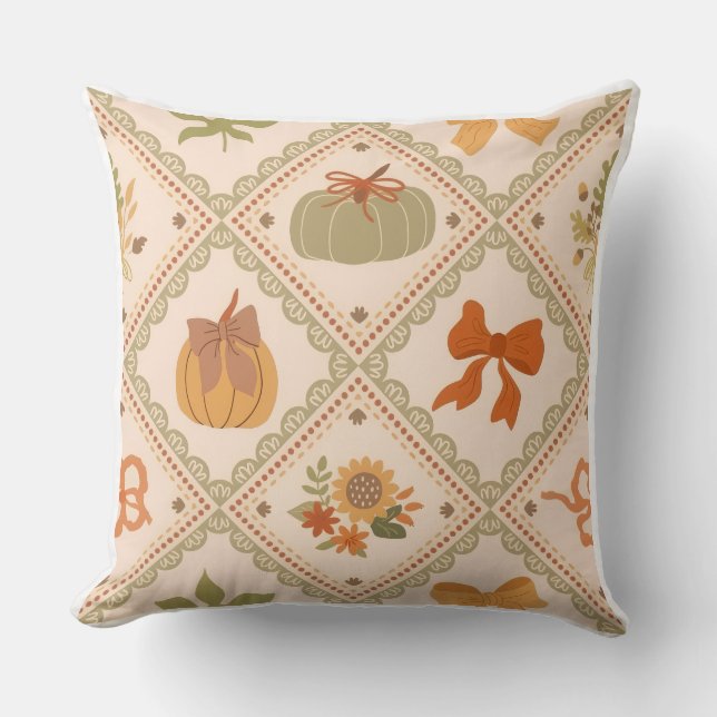 Housse de coussin style aquarelle Citrouille  (Recto)