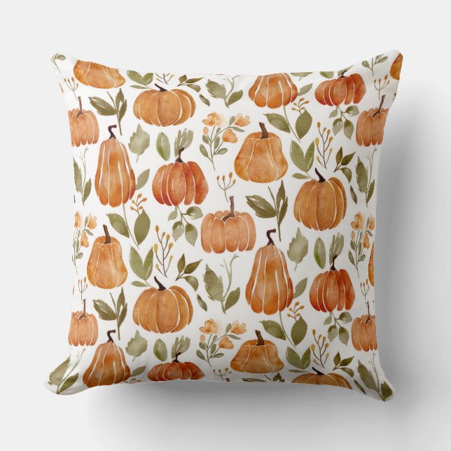 Housse de coussin style aquarelle Citrouille  (Recto)