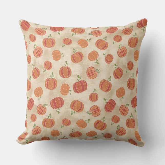 Housse de coussin style aquarelle Citrouille  (Recto)