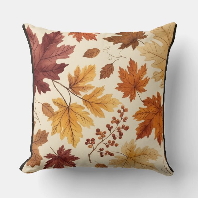 Housse de coussin style aquarelle Citrouille  (Recto)