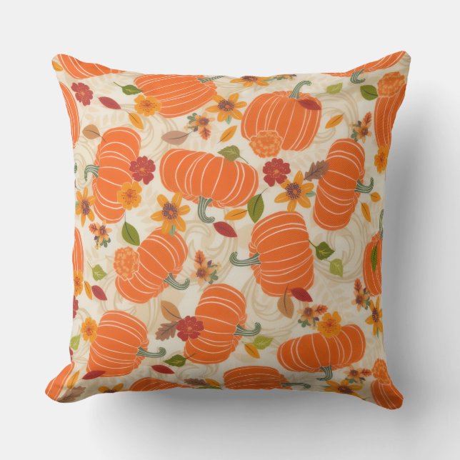 Housse de coussin style aquarelle Citrouille  (Recto)