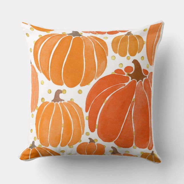 Housse de coussin style aquarelle Citrouille  (Recto)