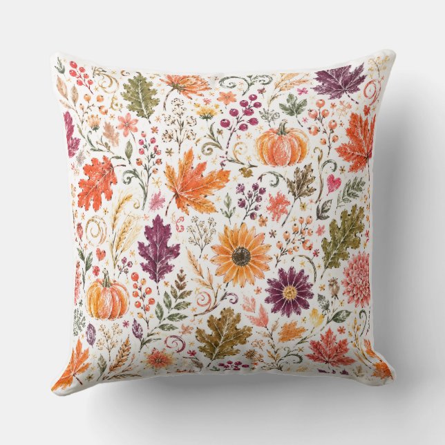 Housse de coussin style citrouille aquarelle  (Verso)