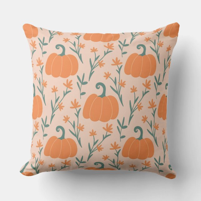 Housse de coussin style citrouille aquarelle  (Recto)