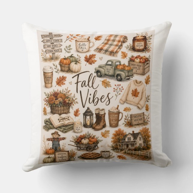 Housse de coussin style citrouille aquarelle  (Verso)