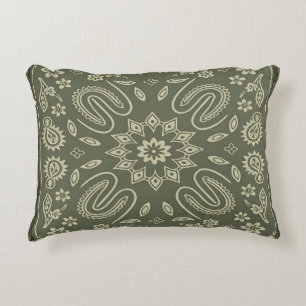 Housse de coussin vintage bandana paisley crème et
