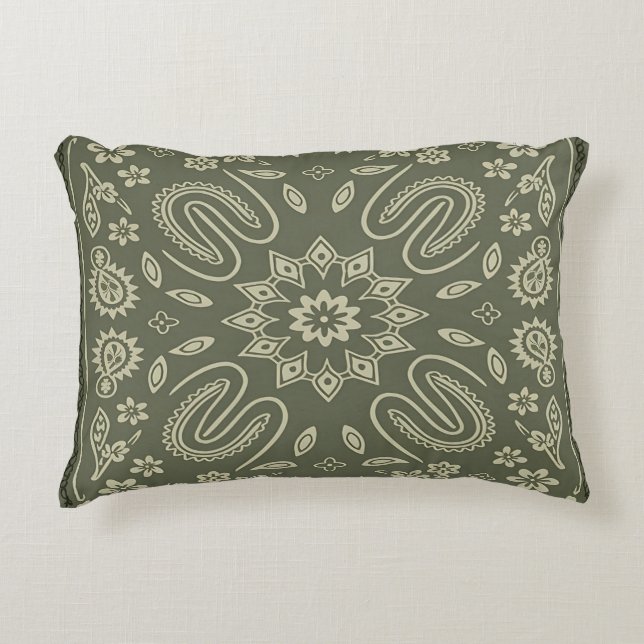 Housse de coussin vintage bandana paisley crème et (Devant)