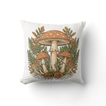 Housse de coussin vintage champignon, botanique po