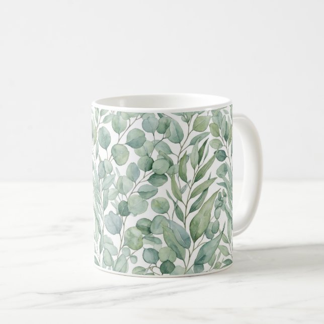 Housse de mug à feuilles d'eucalyptus aquarelle sa (Devant droit)
