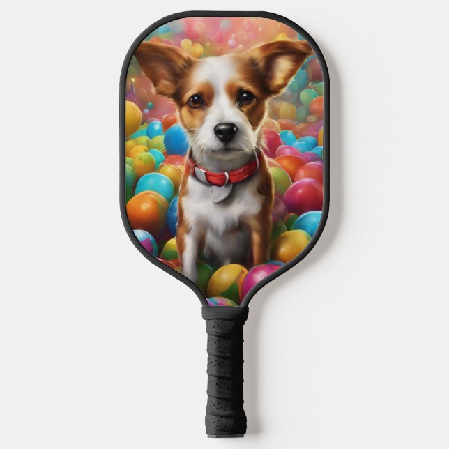 Housse de raquette de Pickleball avec chiot de des (Recto)