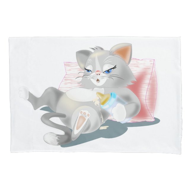 Housse d'oreiller avec bébé chat (devant)