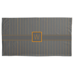 Housse d'oreiller Grise avec Rayures Orange