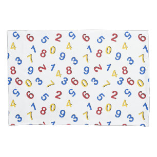 Housse D'oreillers 123 chiffres Rouge Jaune Bleu