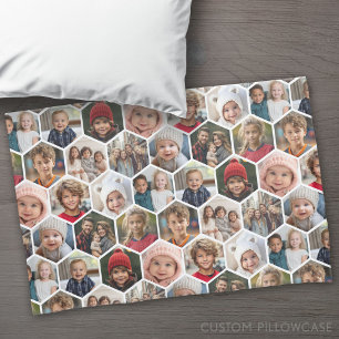 Housse D'oreillers 12 Collage de photos - motif hexagonal funky parto