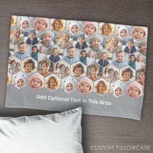 Housse D'oreillers 12 Photo Collage - Hexagon honeycomb motif