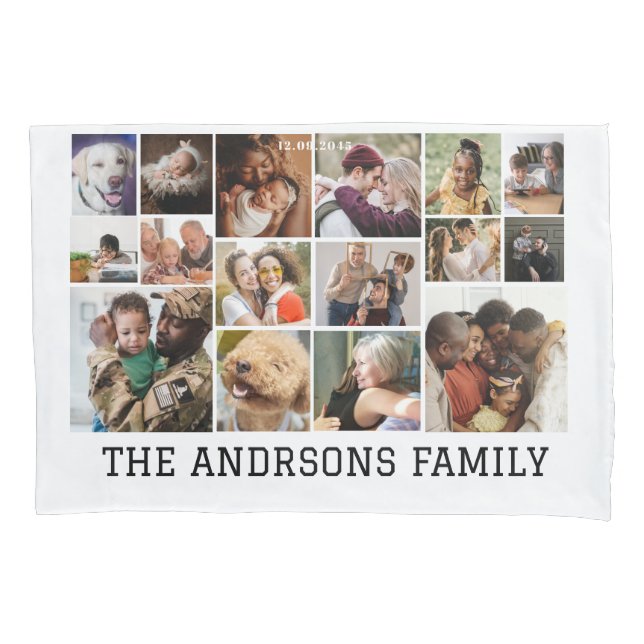 Housse D'oreillers 16 photos de famille Pillowcase (devant)