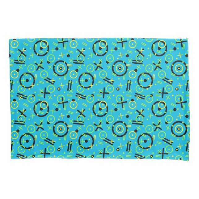 Housse D'oreillers 1980/90 Retro Neon Blue Motif (devant)