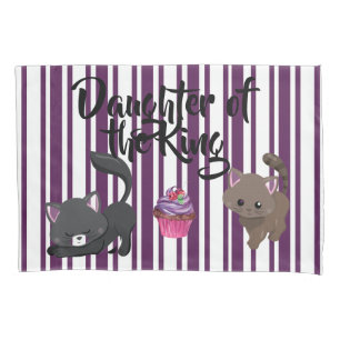 Housse D'oreillers 2 Paire d'oreiller mignonne pourpre/roche Kitty