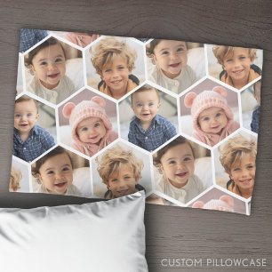 Housse D'oreillers 4 Photo Collage - funky honeycomb hexagon motif