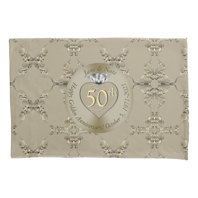 Housse D'oreillers 50e anniversaire du Mariage Diamond Heart Butterfl (devant)