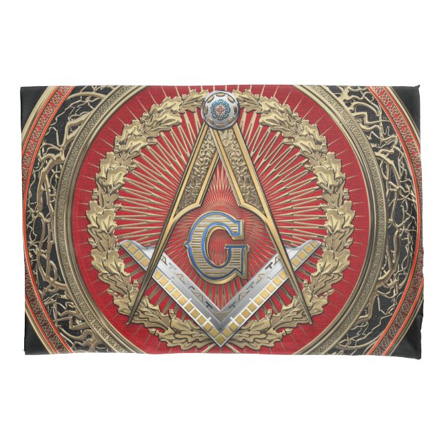 Housse D'oreillers [600] Master Mason - Carré Or & Compass (devant)