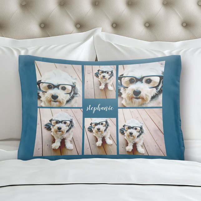 Housse D'oreillers 6 Photo Collage Nom Minimaliste - Peut modifier la (Customized Pillowcase)