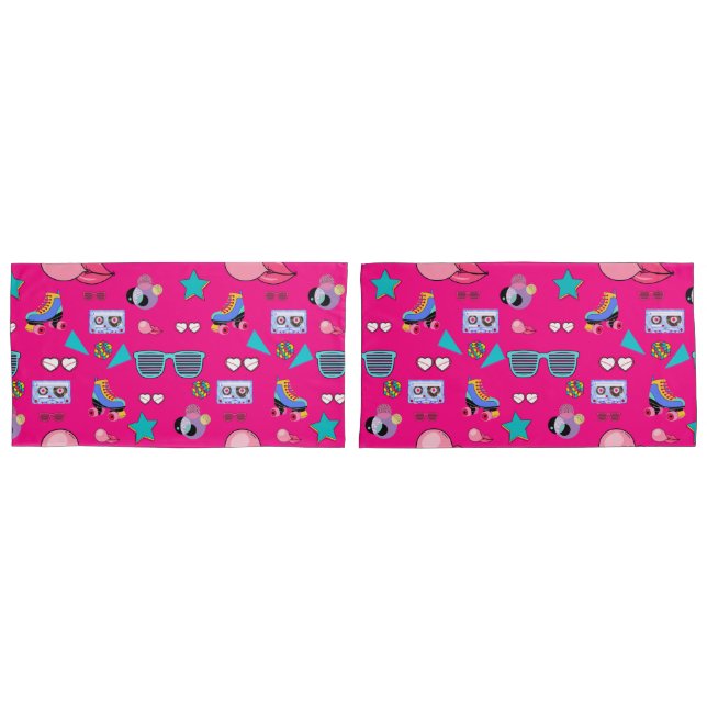 Housse D'oreillers 80s Costume Vibrant pink Retro culture pop (devant-Set)