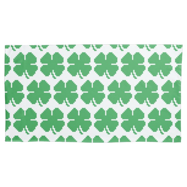 Housse D'oreillers 8 bits Pixel Lucky Four Leaf Clocher (devant-gauche)