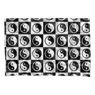 Housse D'oreillers À damiers blanc noir Yin-yang Zen Block Imprimer