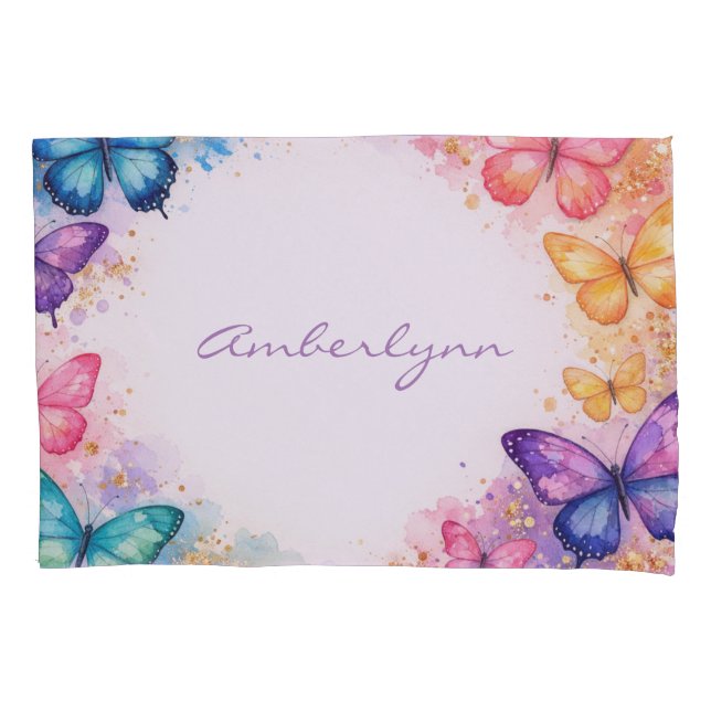 Housse D'oreillers A Little Butterfly On It’s Way Glitter Baby Shower (devant)