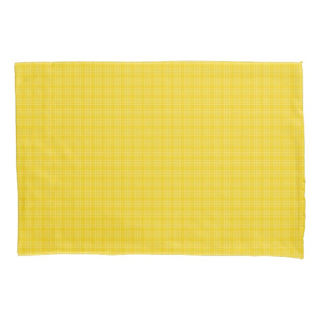Housse D'oreillers A yellow plaid fabric is shown in two images (devant)