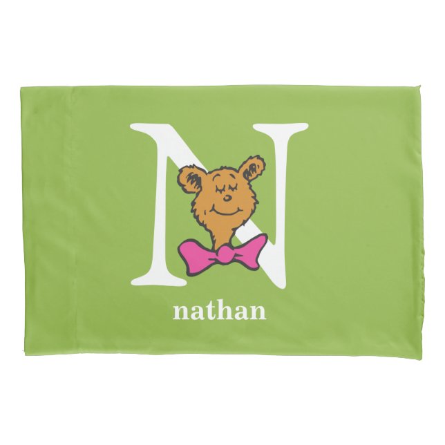 Housse D'oreillers ABC du Dr Seuss : Lettre N - Blanc | Ajouter Votre (devant)