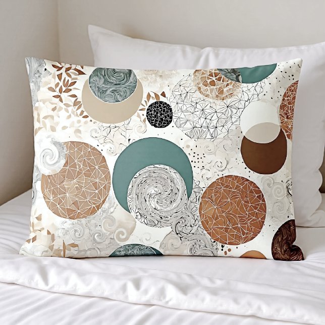 Housse D'oreillers Abstract Geometric Circle Pattern Neutral Boho 384 (Créateur téléchargé)