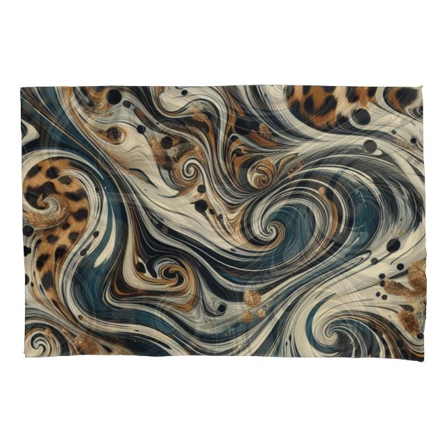 Housse D'oreillers Abstract Leopard Print Swirl (devant)