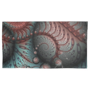 Housse D'oreillers Abstrait Fantaisie Vive Art Fractal Brun Bleu