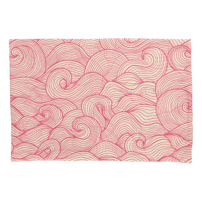Housse D'oreillers Abstraits coups ondulés, motif vintage. (devant)