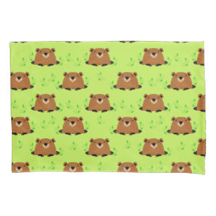 Housse D'oreillers Adorable Motif de la marmotte de bois