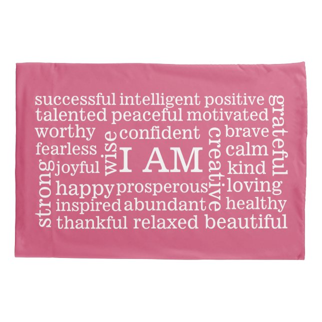 Housse D'oreillers Affirmations positives roses pour l'image saine (Dos)