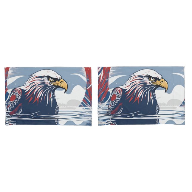 Housse D'oreillers aigle américain (devant-Set)