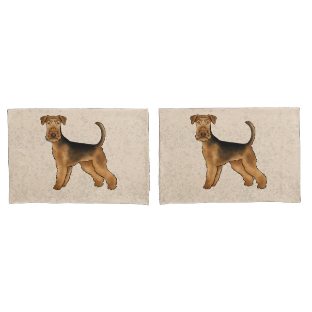 Housse D'oreillers Airedale Terrier mignon Caricature Chien Bingley T (devant-Set)
