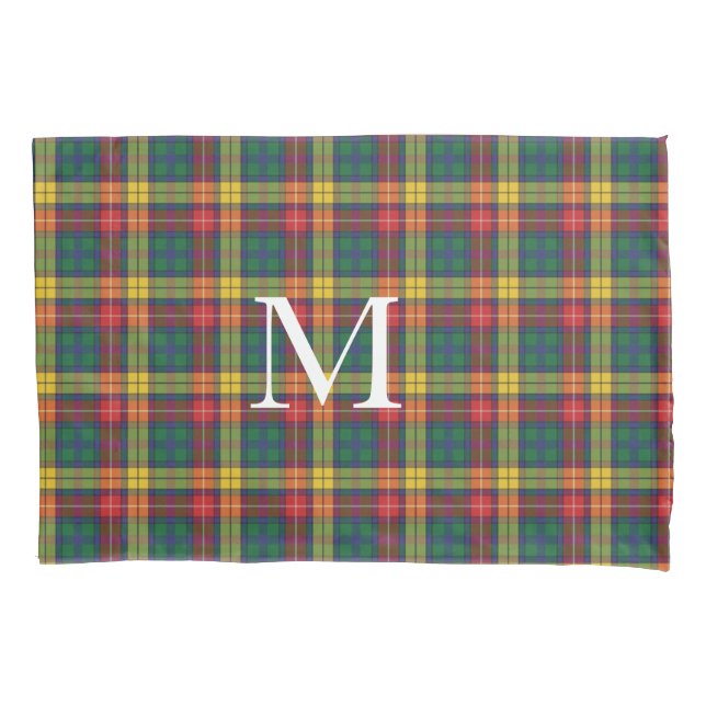 Housse D'oreillers Ajouter votre monogramme initial Clan Buchanan Pla (devant)