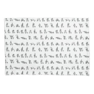 Housse D'oreillers Alphabet de langue des signes américaine en noir