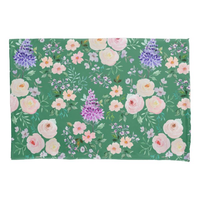 Housse D'oreillers Amazon vert aquarelle Floral (devant)