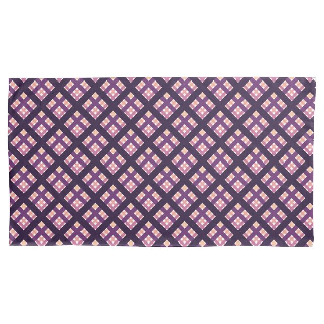 Housse D'oreillers Améthyste Peach rose violet Lilac Striac Plaid (devant-gauche)
