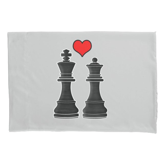 Housse D'oreillers Amour de pièces d'échecs de roi et de Reine (devant)