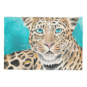 Housse D'oreillers Amur Leopard Aquarelle Art