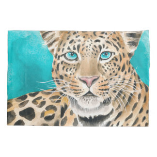 Housse D'oreillers Amur Leopard Aquarelle Art