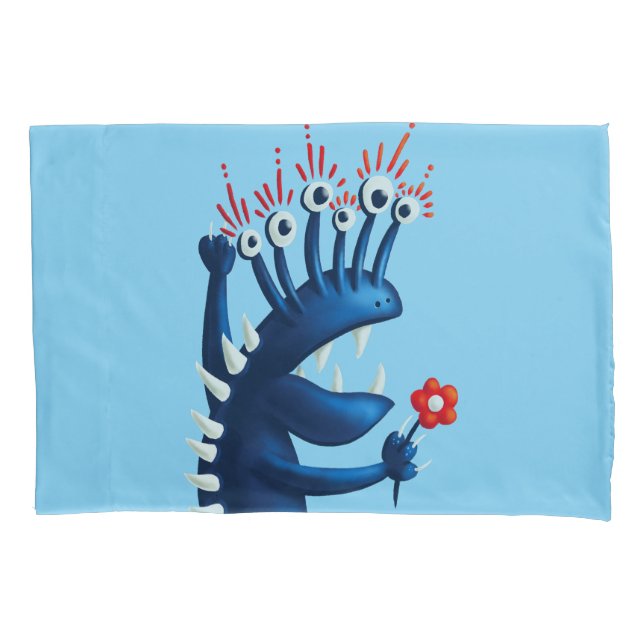 Housse D'oreillers Amusant Monster Flower Blue (devant)